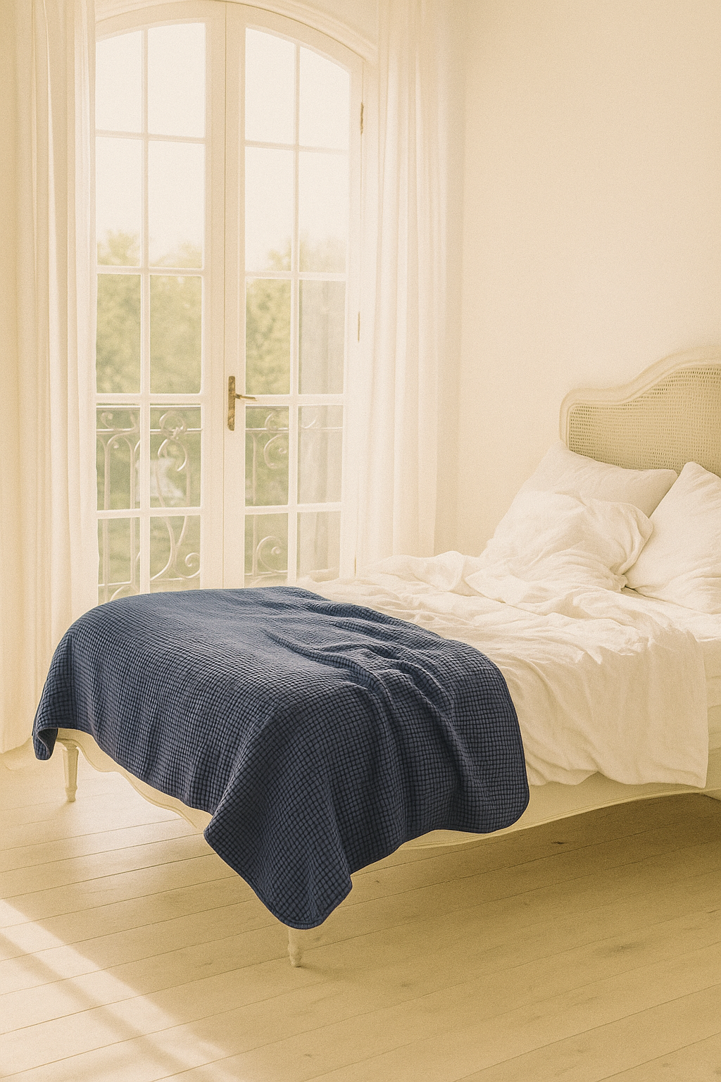 Indigo Waffle Blanket Stock